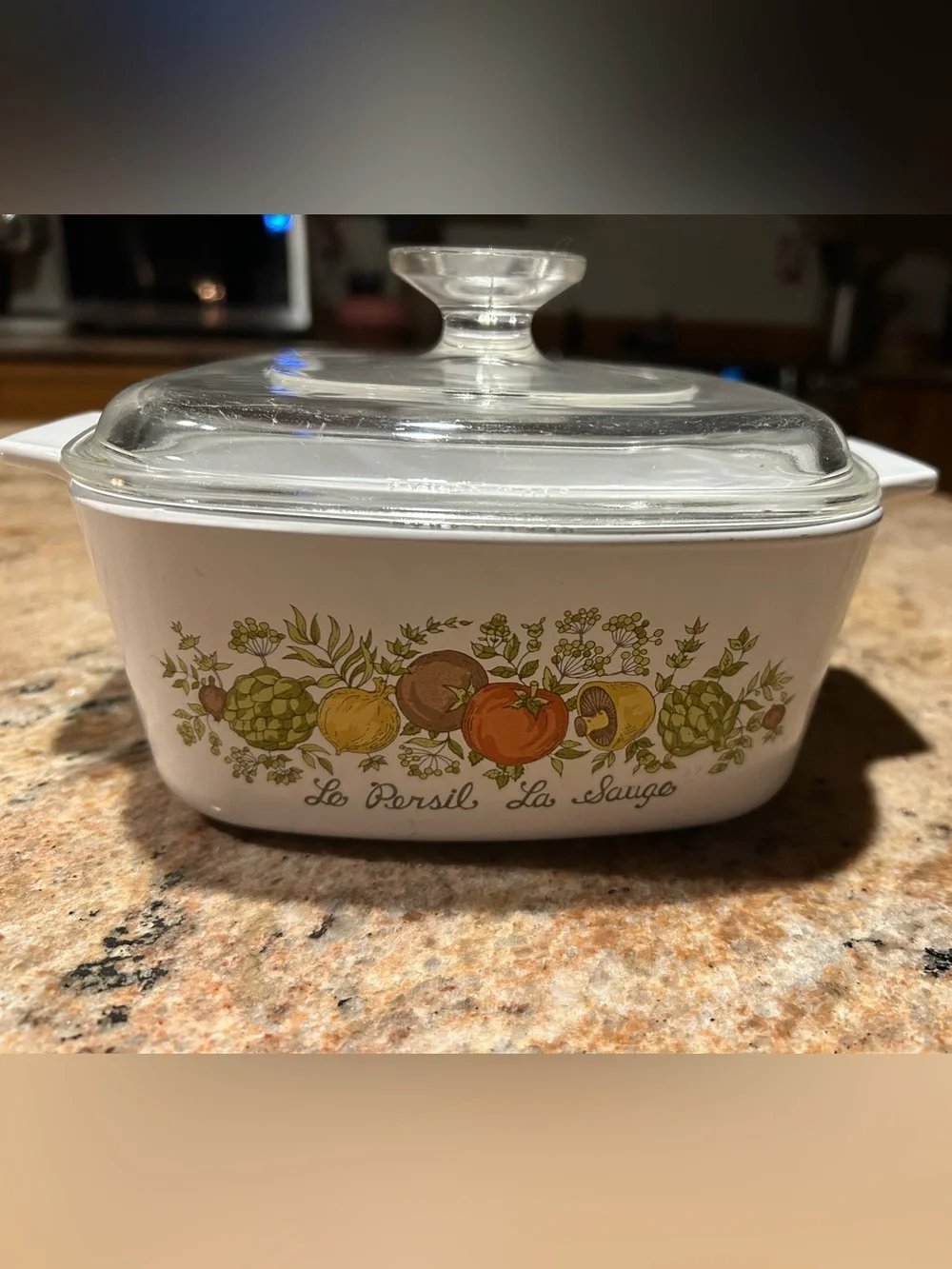 Corningware #A-1 1/2B 1 1/2Qt “Le Persil La Sauge” Spice of Life w/Pyrex Lid A7C